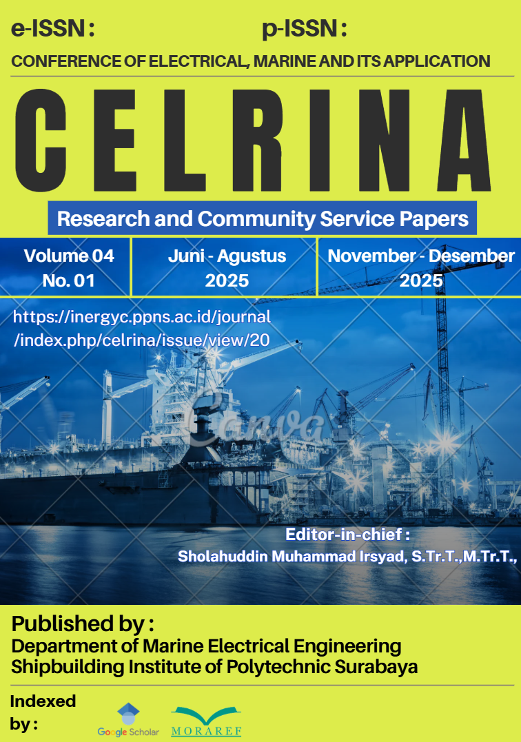 					View Vol. 4 No. 1 (2025): CELRINA : Conference of Electrical, Marine and Its Application
				